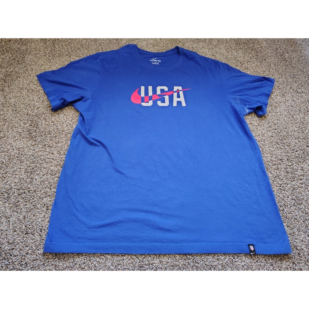 Nike USA Soccer T-Shirt Mens XXL Blue The Nike Tee Short Sleeve Graphic USMNT